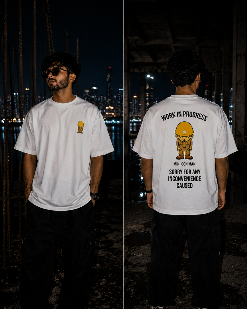 Work In Progress Oversized Tee — Mini Con Man